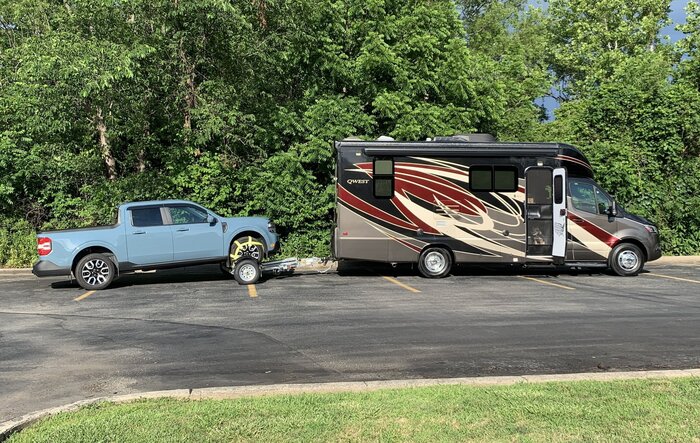 First trip towing Maverick on a tow dolly