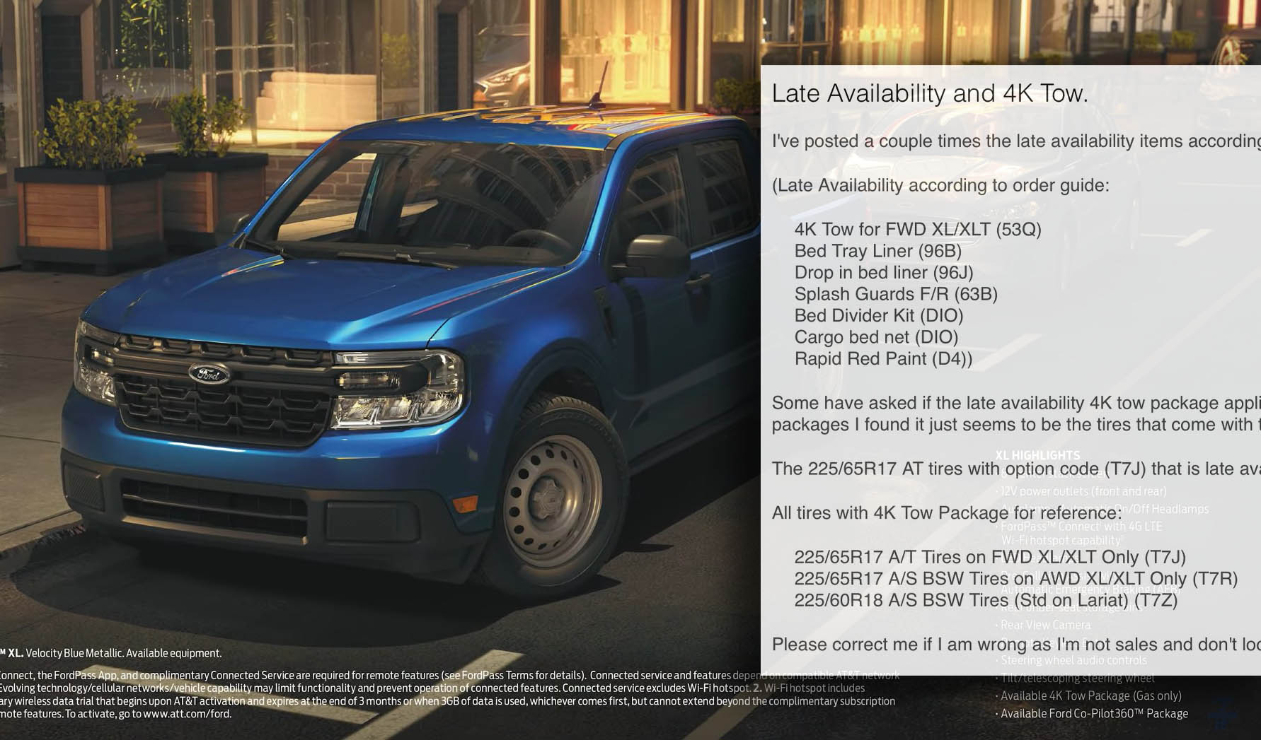 Current late availability packages / options (including 4K Tow Package