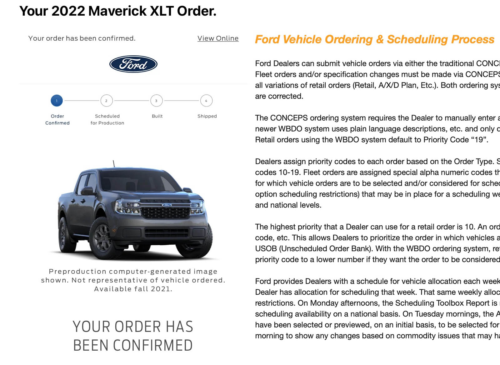 Ford Maverick Ordering Scheduling Process A Detailed Explanation