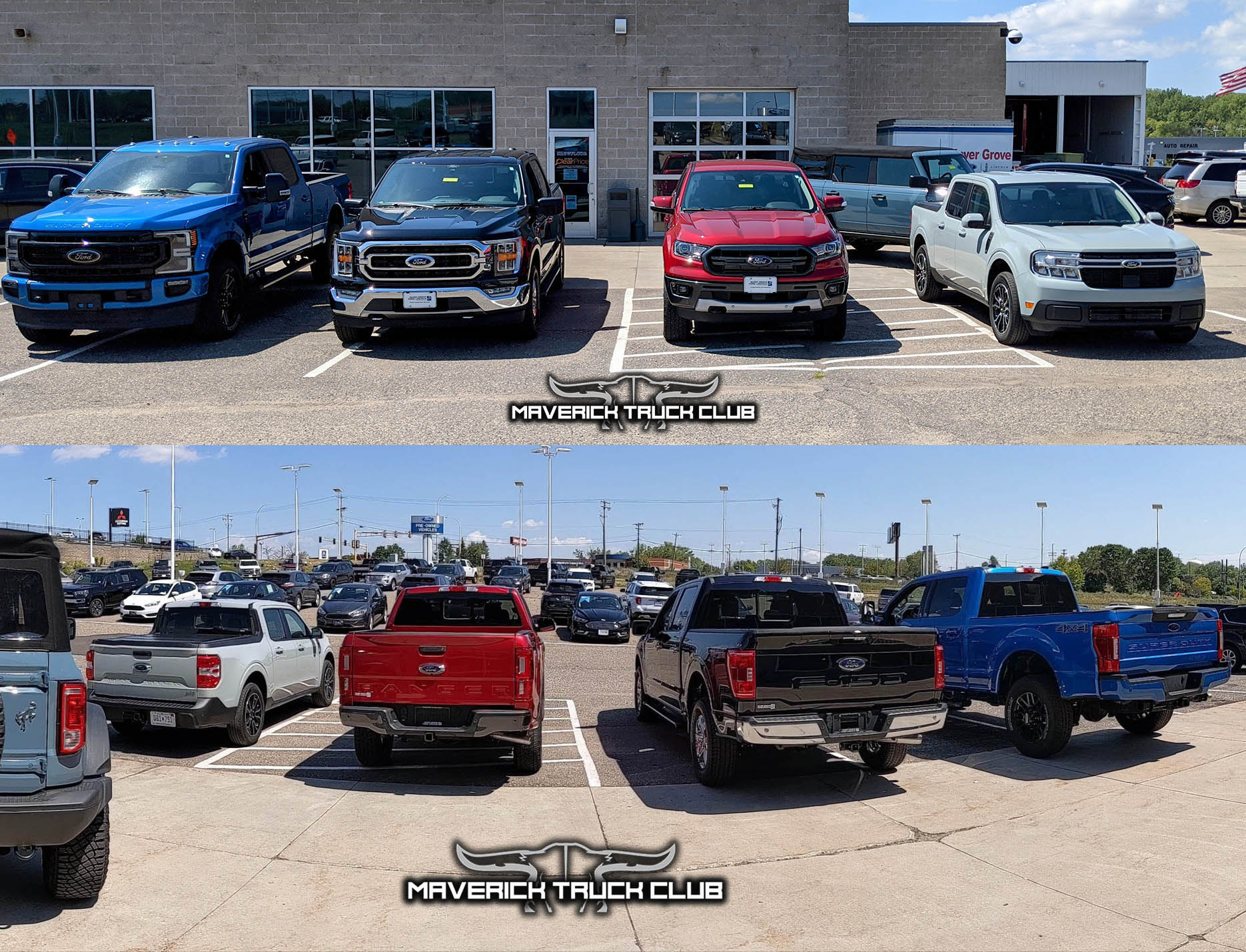 Cactus Gray 2022 Maverick lines up vs a Ranger, F150 and Super Duty