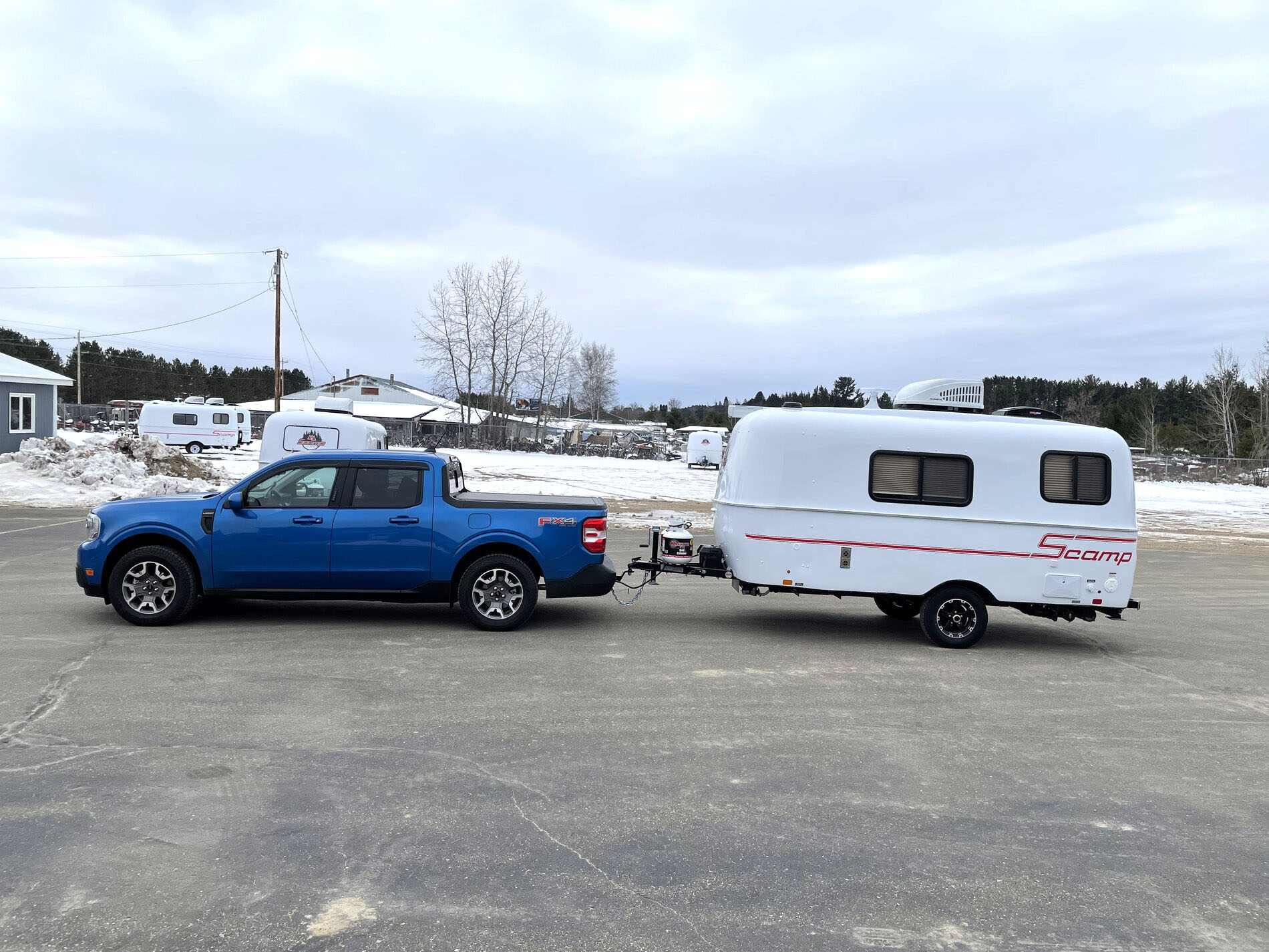 Tow report: Maverick towing 16 ft Scamp trailer (2200 lbs) for