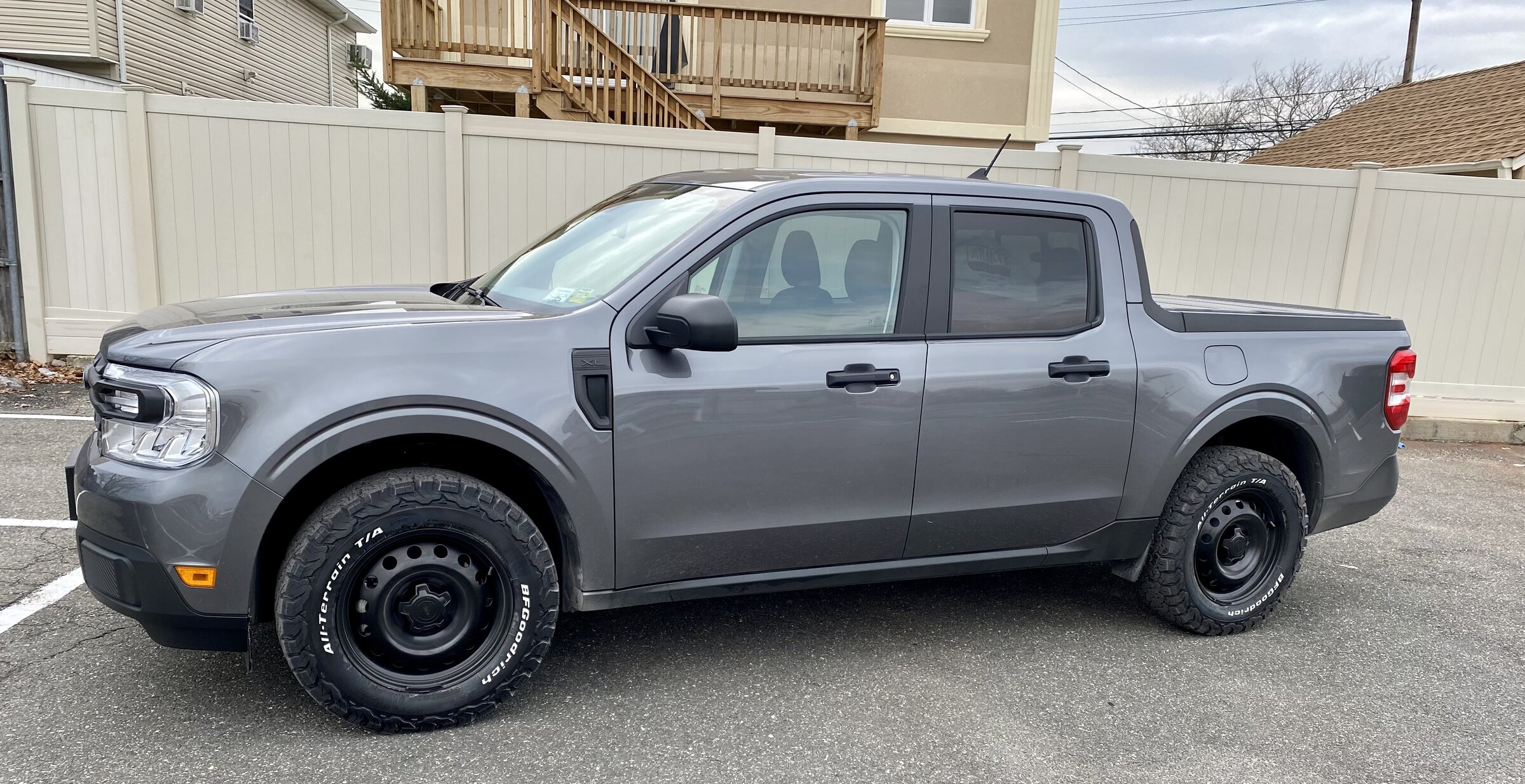 Powder coated steelies with BF Goodrich 245's & tire white lettering