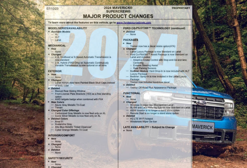 Latest 2024 Maverick Order Guide Released [Updated Monthly