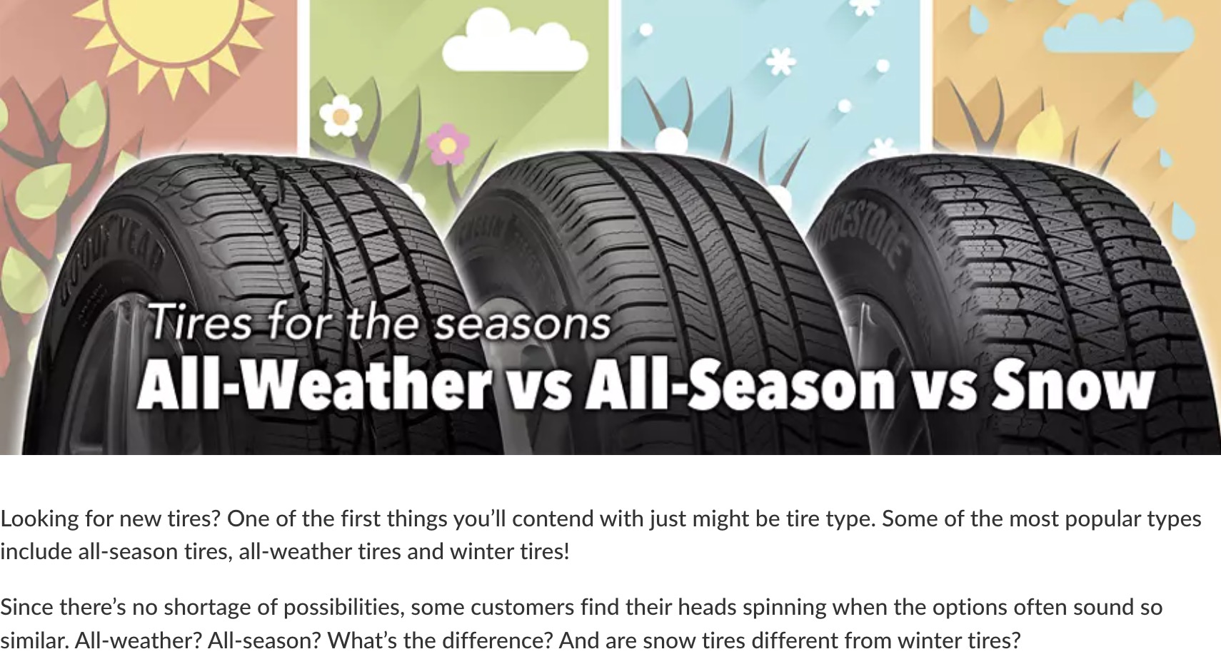 Winter vs All-Weather vs All-Season Tires